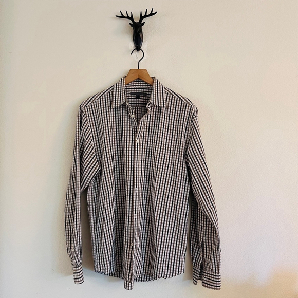 Gap/Old Navy Men's Plaid & Striped Button Uo Shirts Size Large - Set of 4 - Picture 8 of 9